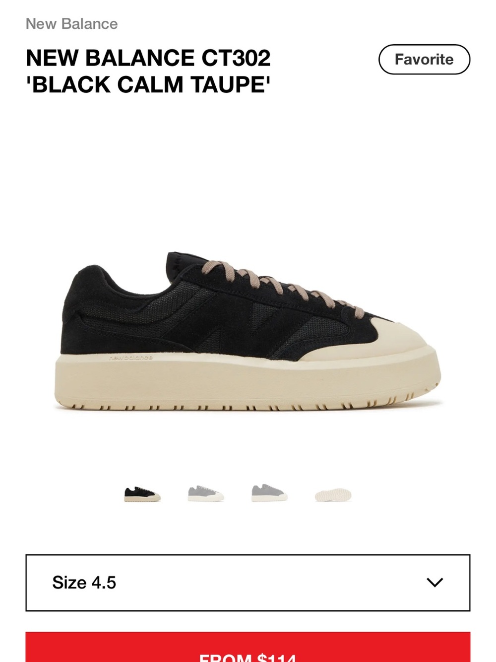 New Balance CT302 Black with Calm Taupe Accent Sneakers